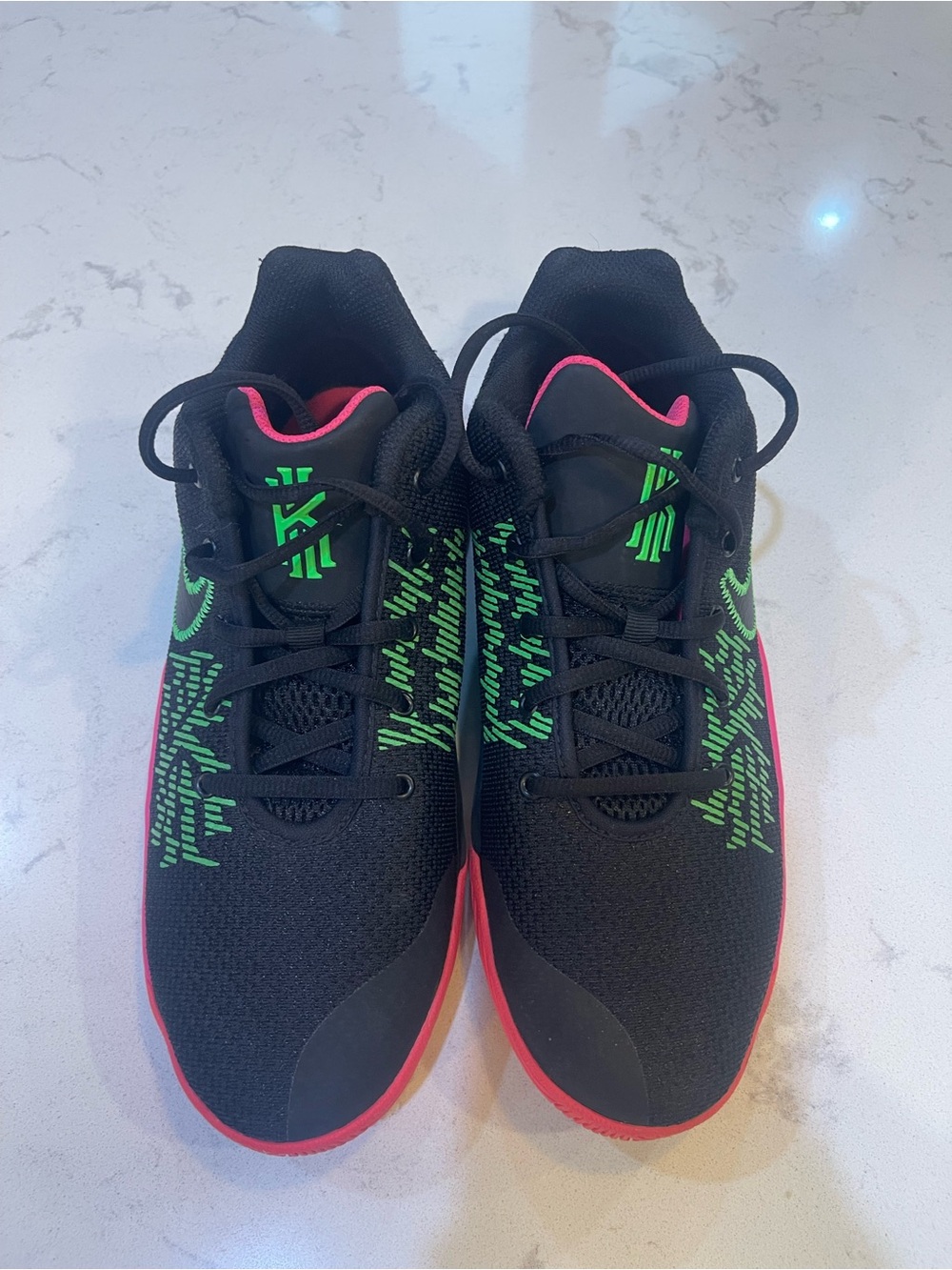 Nike Black Athletic Shoes with Green & Pink Accents